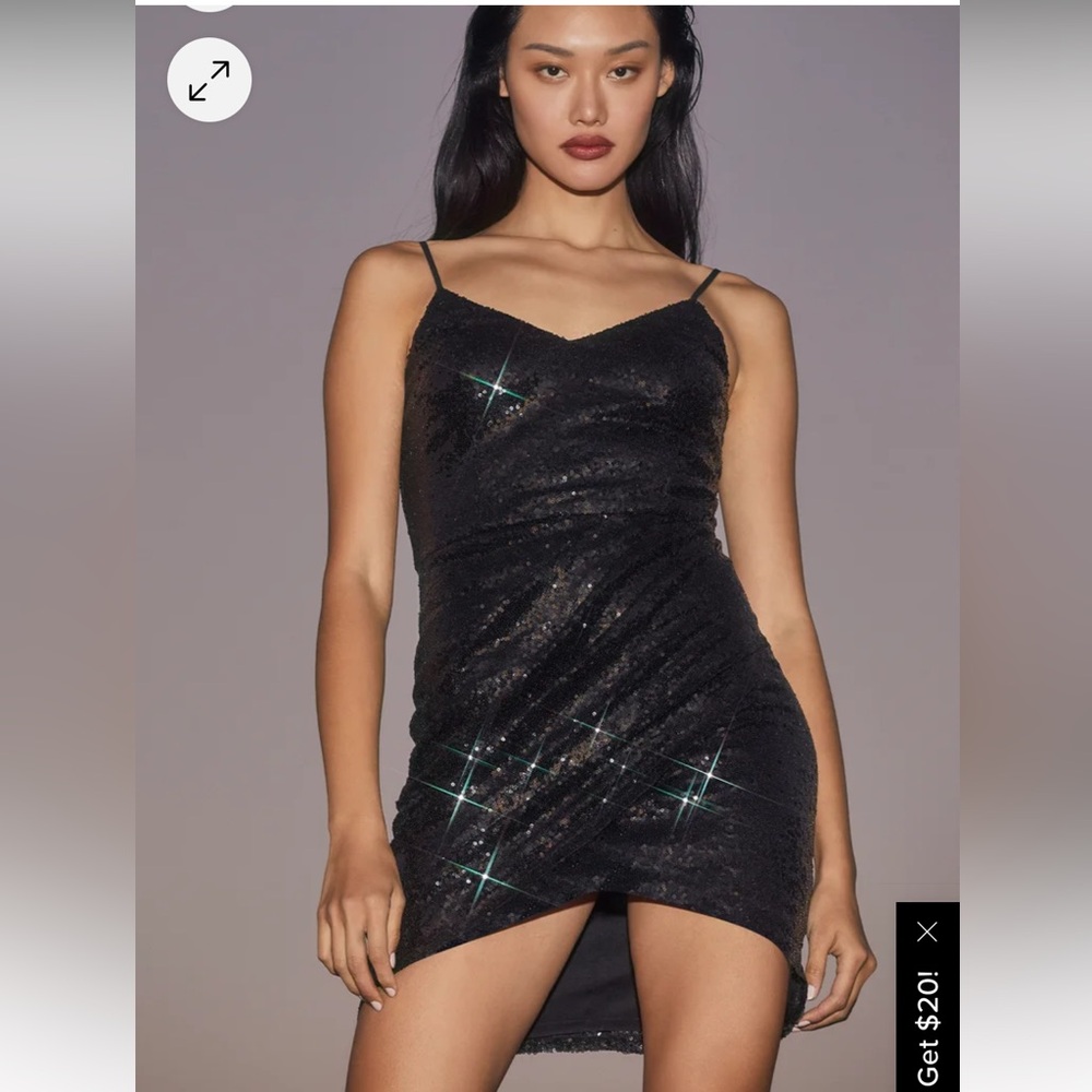 NWOT Sexy Lulu’s Forever Your Girl Black Sequin Bodycon Dress
